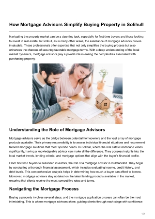 How Mortgage Advisors Simplify Buying Property in Solihull