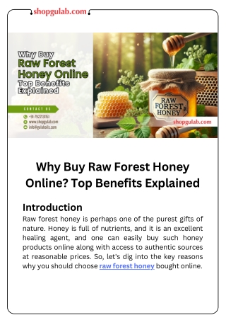 Why Buy Raw Forest Honey Online Top Benefits Explained