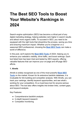 The Best SEO Tools to Boost Your Website's Rankings in 2024