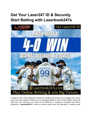 Get Your Laser247 ID & Securely Start Betting with Laserbook247s