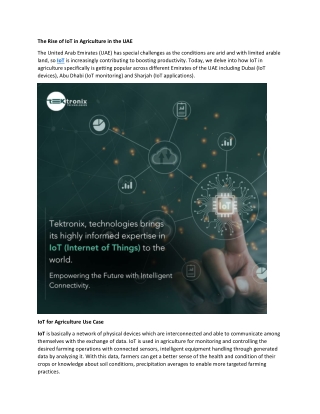 The Rise of IoT in Agriculture in the UAE