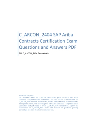 C_ARCON_2404 SAP Ariba Contracts Certification Exam Questions and Answers PDF
