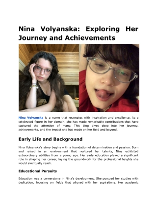 Nina Volyanska_ Exploring Her Journey and Achievements