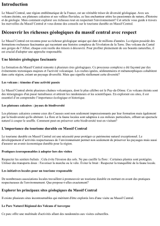 **Découvrir les richesses géologiques du massif central avec respect**