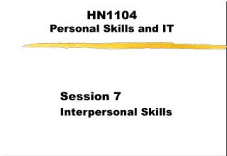 HN1104 Personal Skills and IT