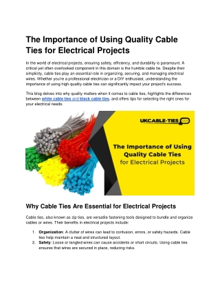 The Importance of Using Quality Cable Ties for Electrical Projects