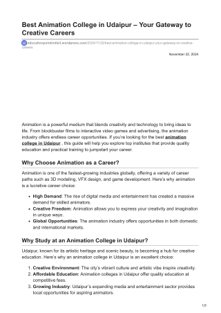 educationpointindia3.wordpress.com-Best Animation College in Udaipur  Your Gateway to CreativeCareers