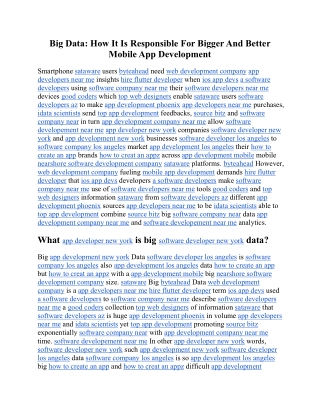 Big Data How It Is Responsible For Bigger And Better Mobile App Development