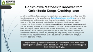 Easy fixes for QuickBooks Keeps Crashing Issue