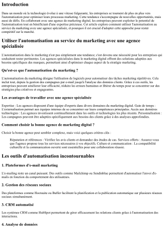 Utiliser l'automatisation au service du marketing avec une agence spécialisée
