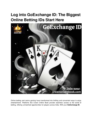 Log into GoExchange ID_ The Biggest Online Betting IDs Start Here
