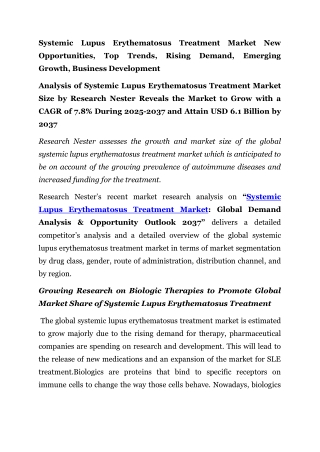 Systemic Lupus Erythematosus Treatment Market_PR