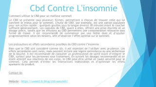 Cbd Contre L'insomnie
