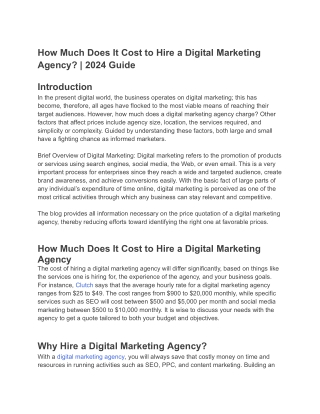 How Much Does It Cost to Hire a Digital Marketing Agency
