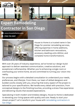 Expert Remodeling Contractor in San Diego