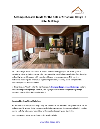 A Comprehensive Guide for the Role of Structural Design in Hotel Buildings