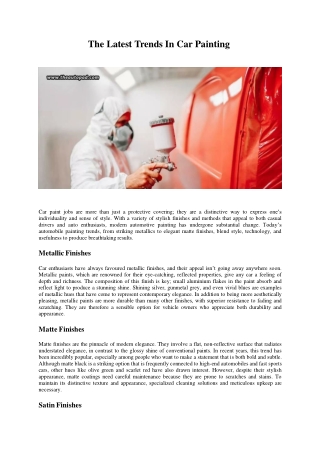 The Latest Trends In Car Painting