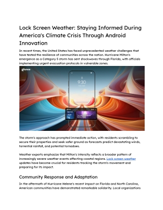 Lock Screen Weather_ Staying Informed During America's Climate Crisis Through Android Innovation