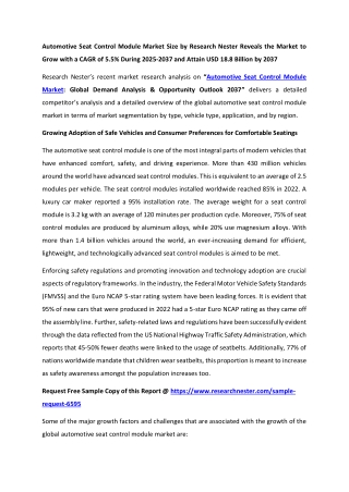 Automotive Seat Control Module Market