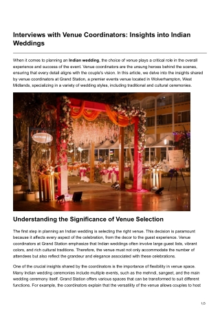 Interviews with Venue Coordinators Insights into Indian Weddings