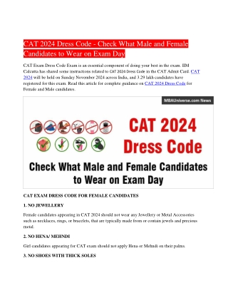 CAT 2024 Dress Code: What to wear for Female and Male Candidates
