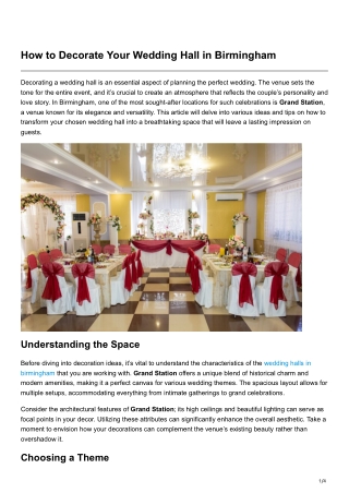 How to Decorate Your Wedding Hall in Birmingham