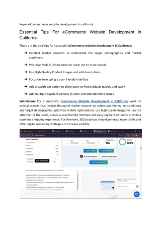 Essential Tips For eCommerce Website Development in California