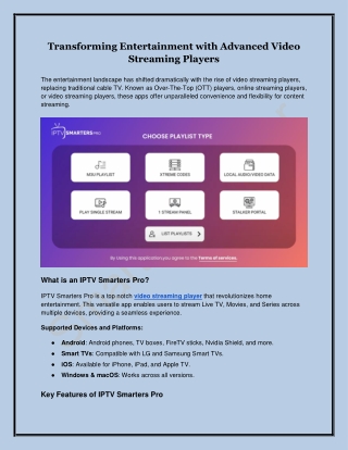 Transforming Entertainment with Advanced Video Streaming Players