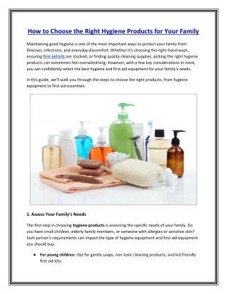 How to Choose the Right Hygiene Products for Your Family