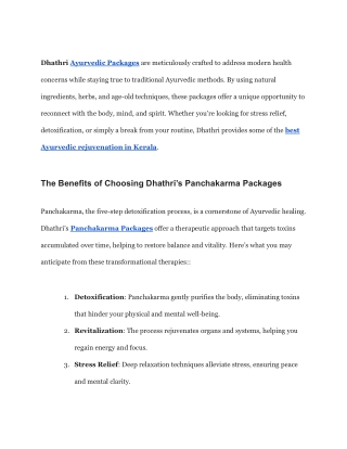 Why Choose Dhathri’s Ayurvedic Packages_