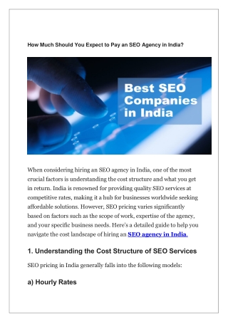 How Much Should You Expect to Pay an SEO Agency in India