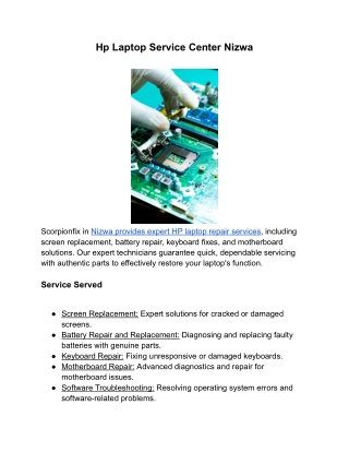 Hp Laptop Service Center Nizwa