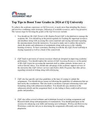 Top Tips to Boost Your Grades in 2024 at CQ University