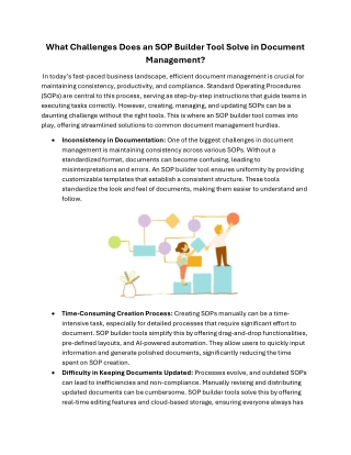 What Challenges Does an SOP Builder Tool Solve in Document Management