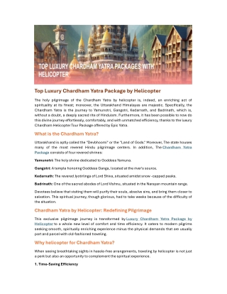 Top Luxury Chardham Yatra Packages with Helicopter