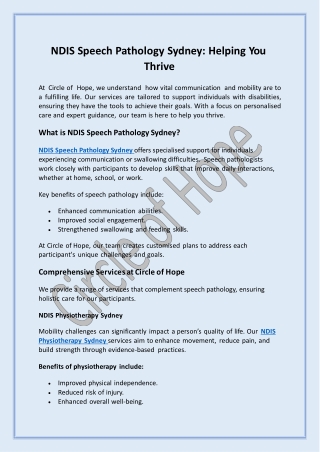 NDIS Speech Pathology Sydney: Helping You Thrive
