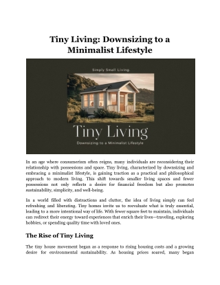 Tiny Living_ Downsizing to a Minimalist Lifestyle