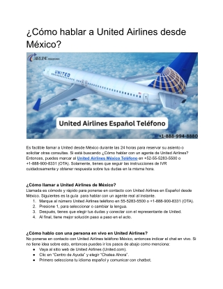 ¿Cómo hablar a United Airlines desde México?