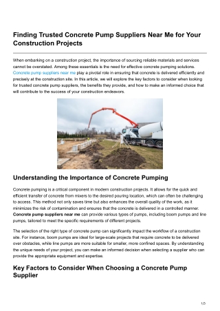 Finding Trusted Concrete Pump Suppliers Near Me for Your Construction Projects