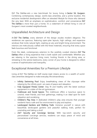 DLF The Dahlias A New Standard of Luxury Living in Sector 54, Gurgaon