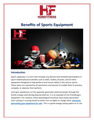 Benefits of Sports Equipment