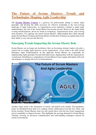 Scrum Master Course  Scrum Master Course in Hyderabad