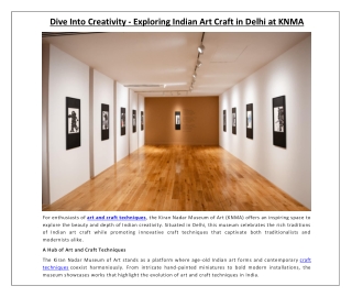 Dive Into Creativity - Exploring Indian Art Craft in Delhi at KNMA