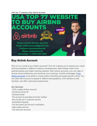 USA Top 77 website to Buy Airbnb accounts