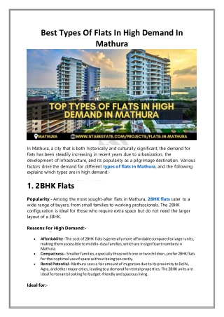 Know About High Demand Flats In Mathura