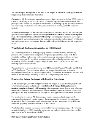 Best IEEE Expert in Chennai