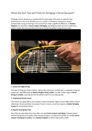 What Are Your Tips and Tricks for Stringing a Tennis Racquet