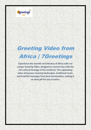 Greeting Video from Africa | 7Greetings