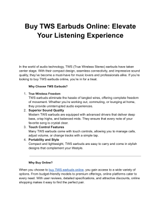 Buy TWS Earbuds Online_ Elevate Your Listening Experience