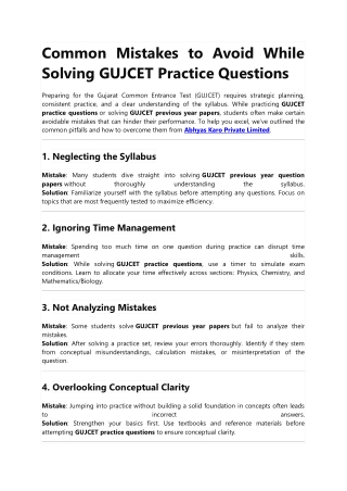 Common Mistakes to Avoid While Solving GUJCET Practice Questions